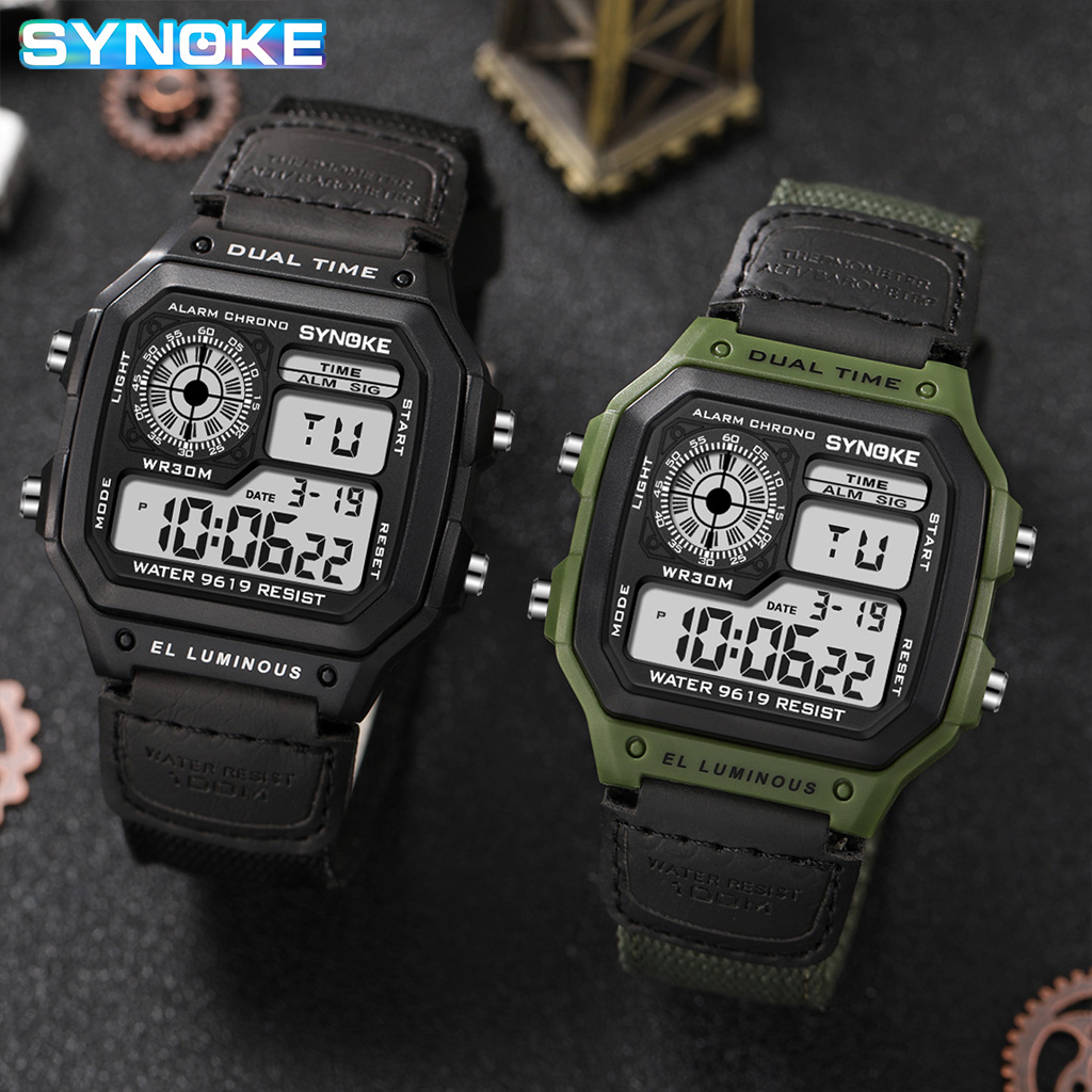 Synoke Outdoor Military Digita - Canvas Strap Watch recension och pris