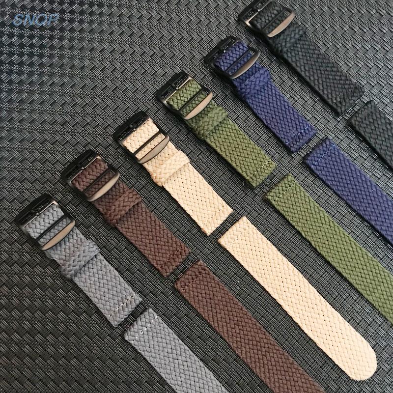 20mm 22mm Black Navy solid col - Perlon Strap Woven recension och pris
