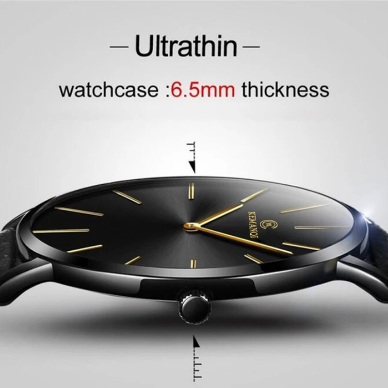 Fashion Ultra Thin Men's Quart - Leather Watch Band Men recension och pris