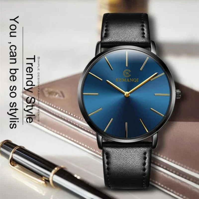 Fashion Ultra Thin Men's Quart - Leather Watch Band Men recension och pris