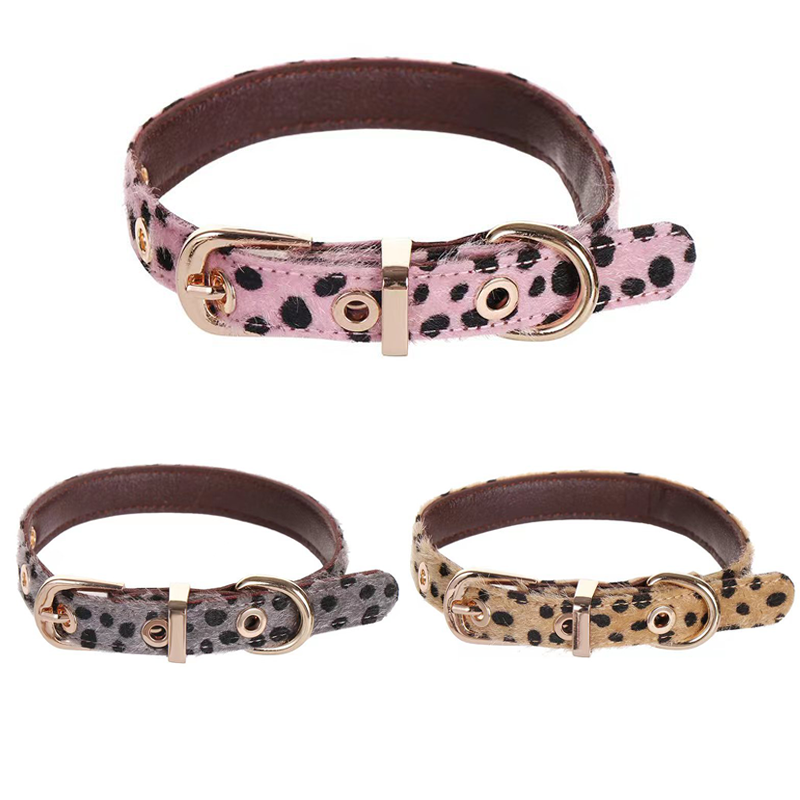 Leopard Pattern Small Dog Coll - Leather Strap Quick Release recension och pris