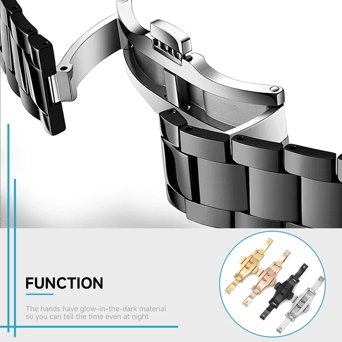 Polished Stainless Steel Buckl - Butterfly Clasp Deployant recension och pris
