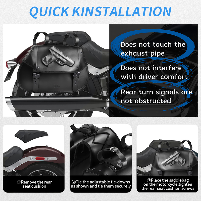 34L Universal Motorcycle PU Le - Leather Strap Quick Release recension och pris
