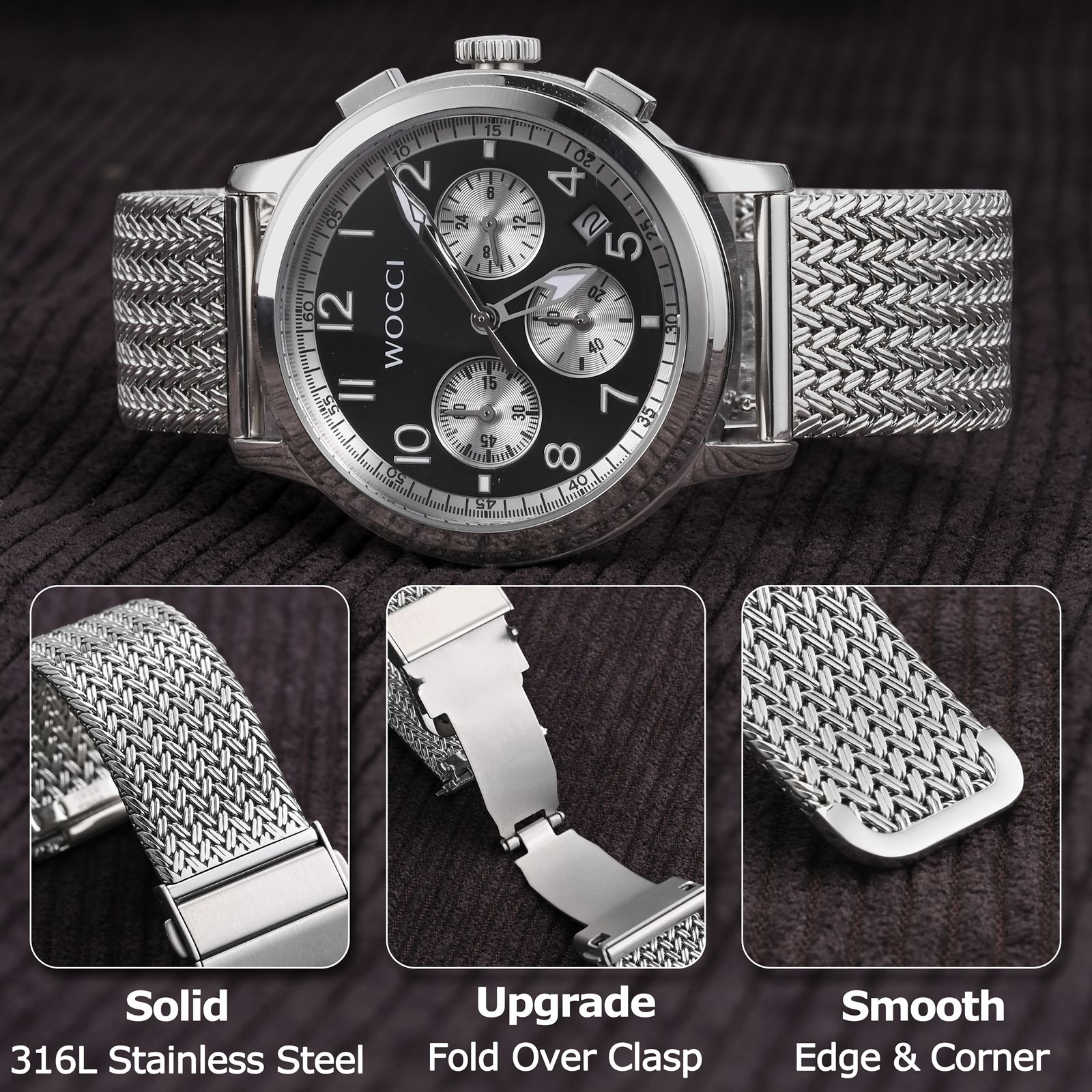 WOCCI Elite Metal Watch Band,  - Mesh Strap Metal recension och pris