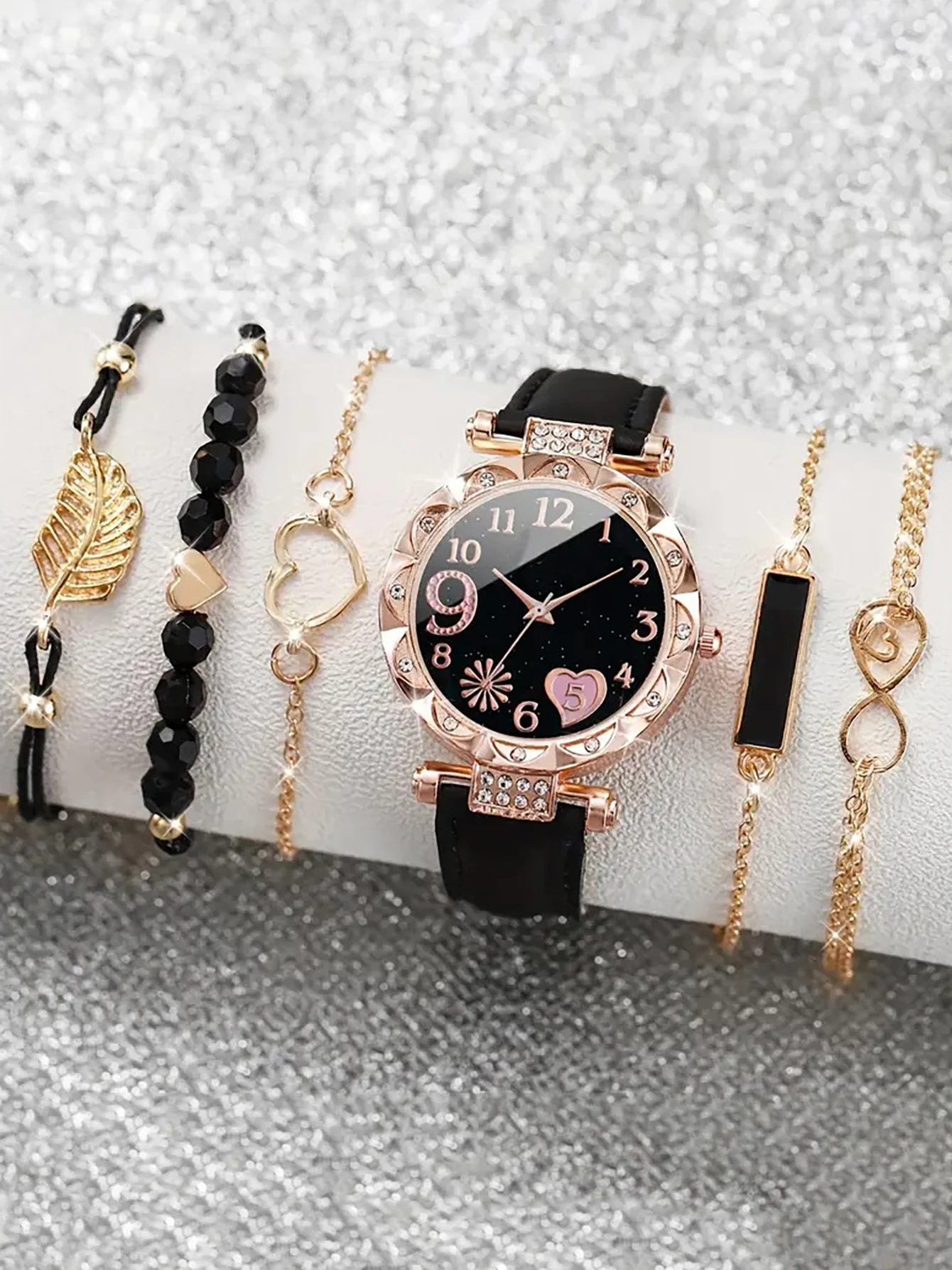 5Pcs Women Pink Suede Strap Wa - Suede Strap Watch recension och pris