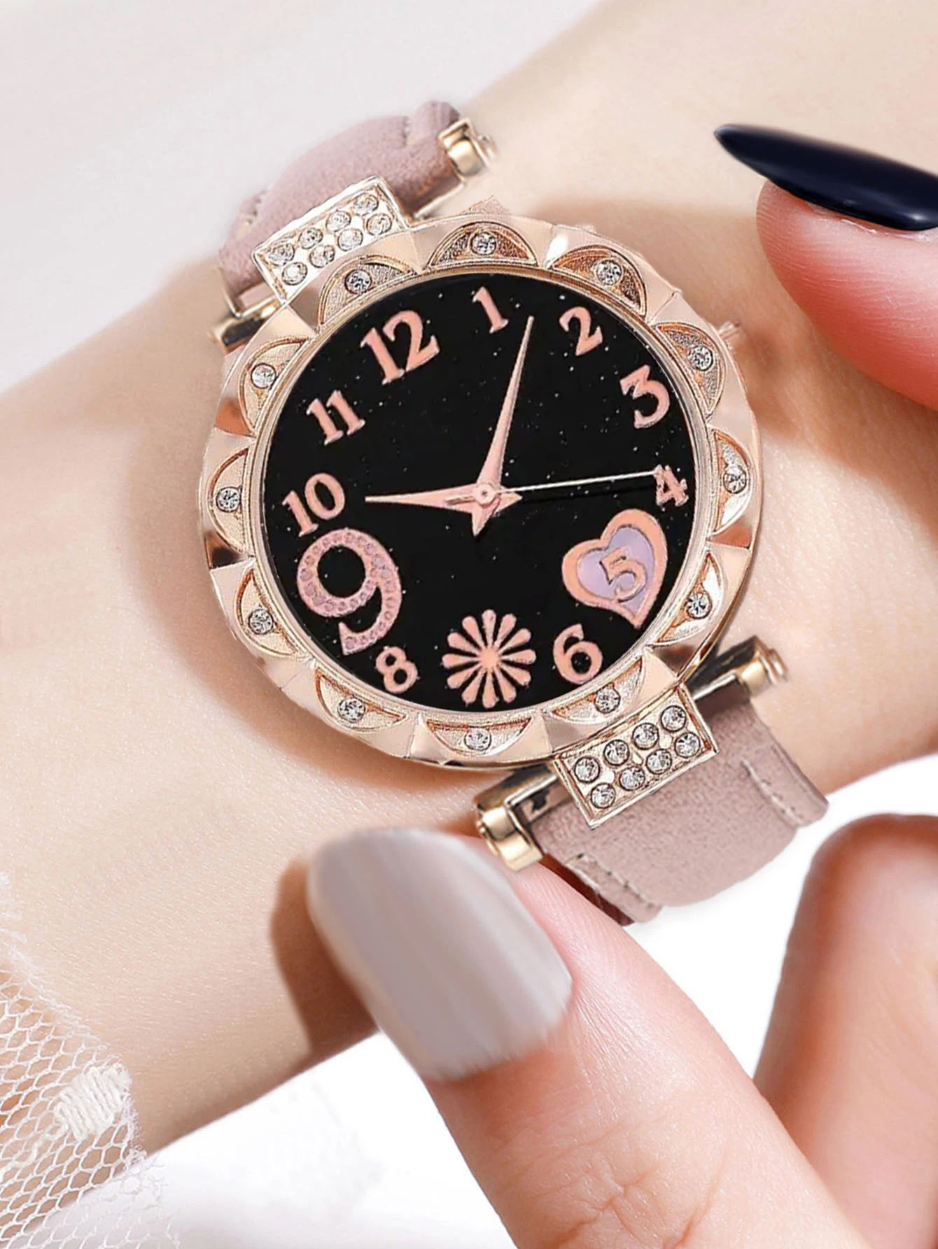 5Pcs Women Pink Suede Strap Wa - Suede Strap Watch recension och pris