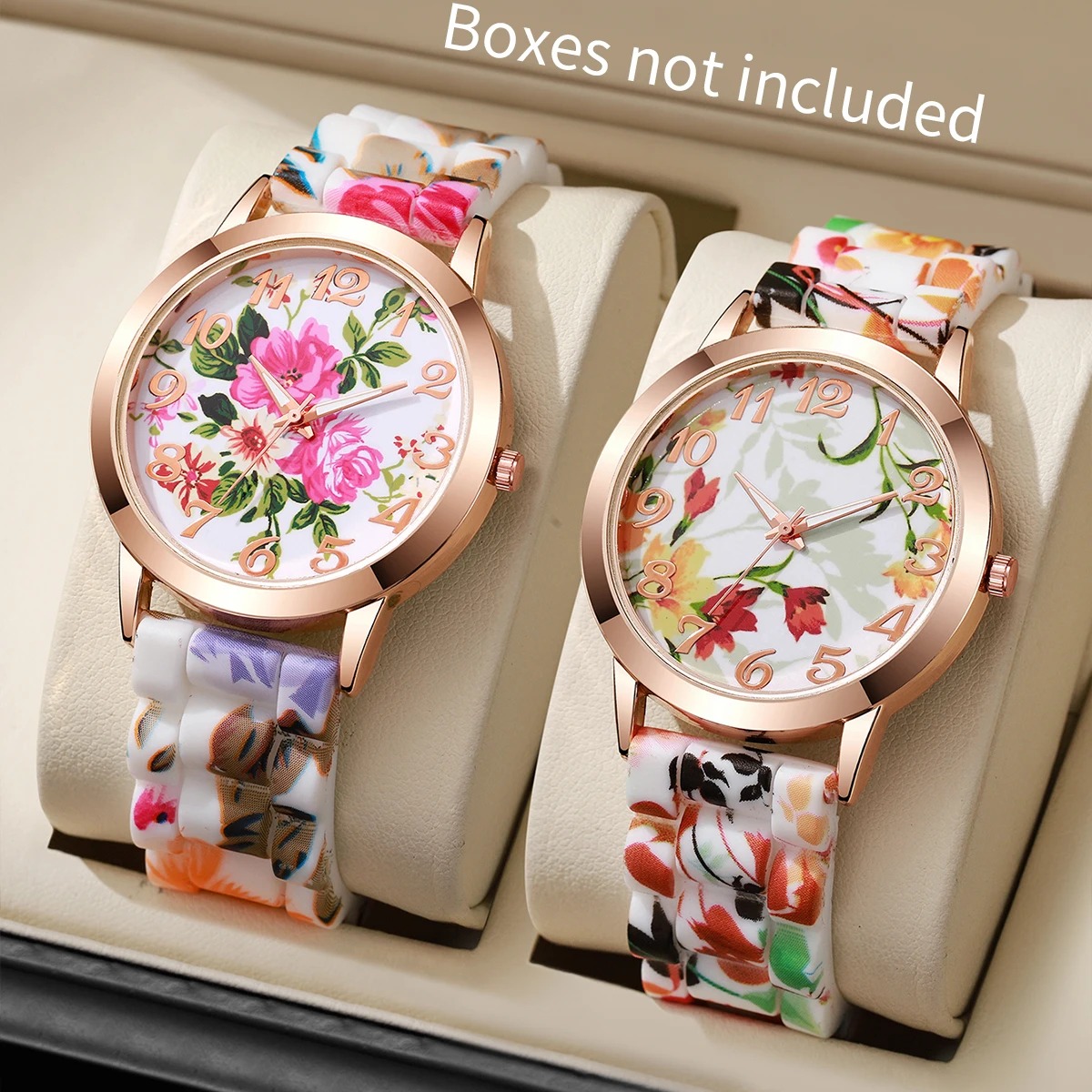2PCS Fashion Flower Printed Wo - Silicone Band Women recension och pris