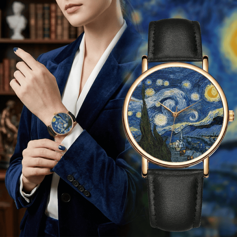 Van Gogh Painting Dial Watches - Leather Watch Band Men recension och pris