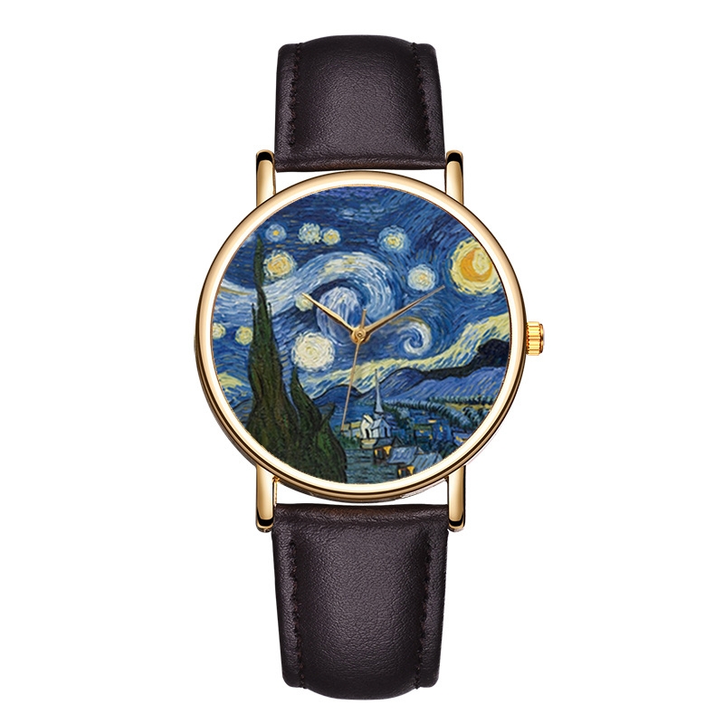 Van Gogh Painting Dial Watches - Leather Watch Band Men recension och pris
