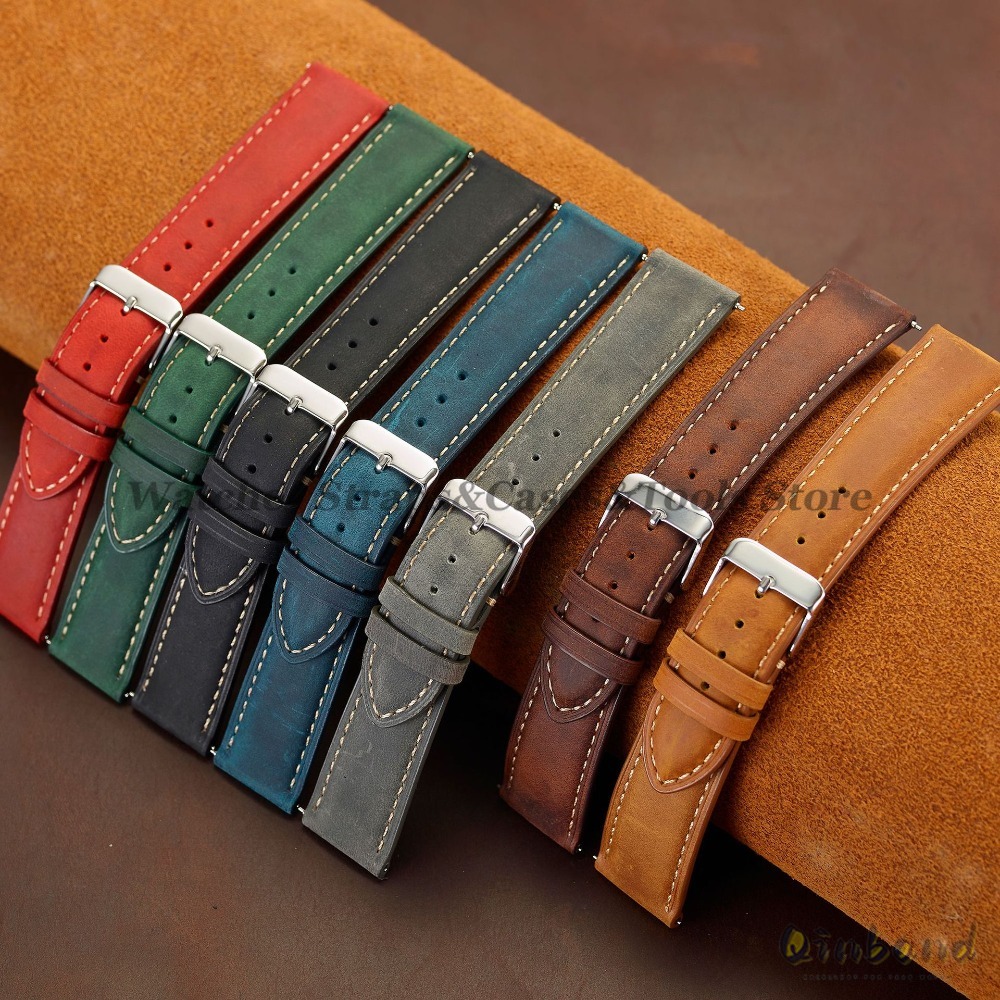 Vintage Cowhide Leather Watch  - Leather Strap Quick Release recension och pris