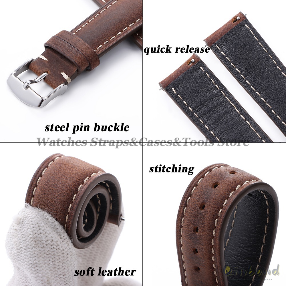 Vintage Cowhide Leather Watch  - Leather Strap Quick Release recension och pris