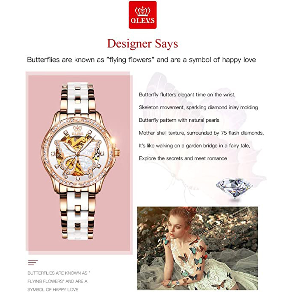 OLEVS Women's Automatic Watche - Butterfly Clasp Deployant recension och pris